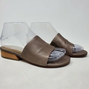Eileen Fisher Edge Slide Sandal Stone Leather Womens Size 6